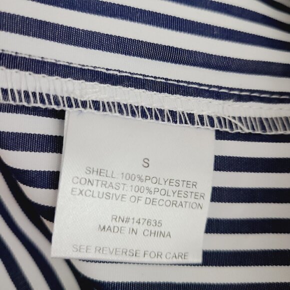 Romeo & Juliet Couture Blouse S Blue Striped Embroidered Sleeve Off Shou… - Picture 8 of 9